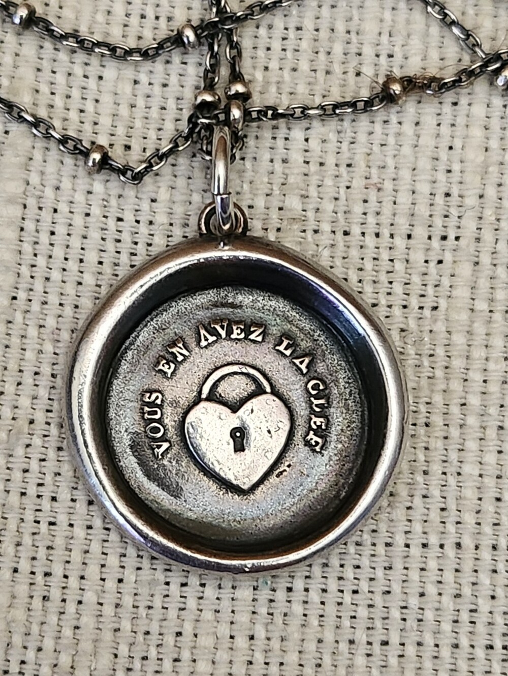 Plum and Posey Heart Lock Wax Seal Necklace Sterling Silver